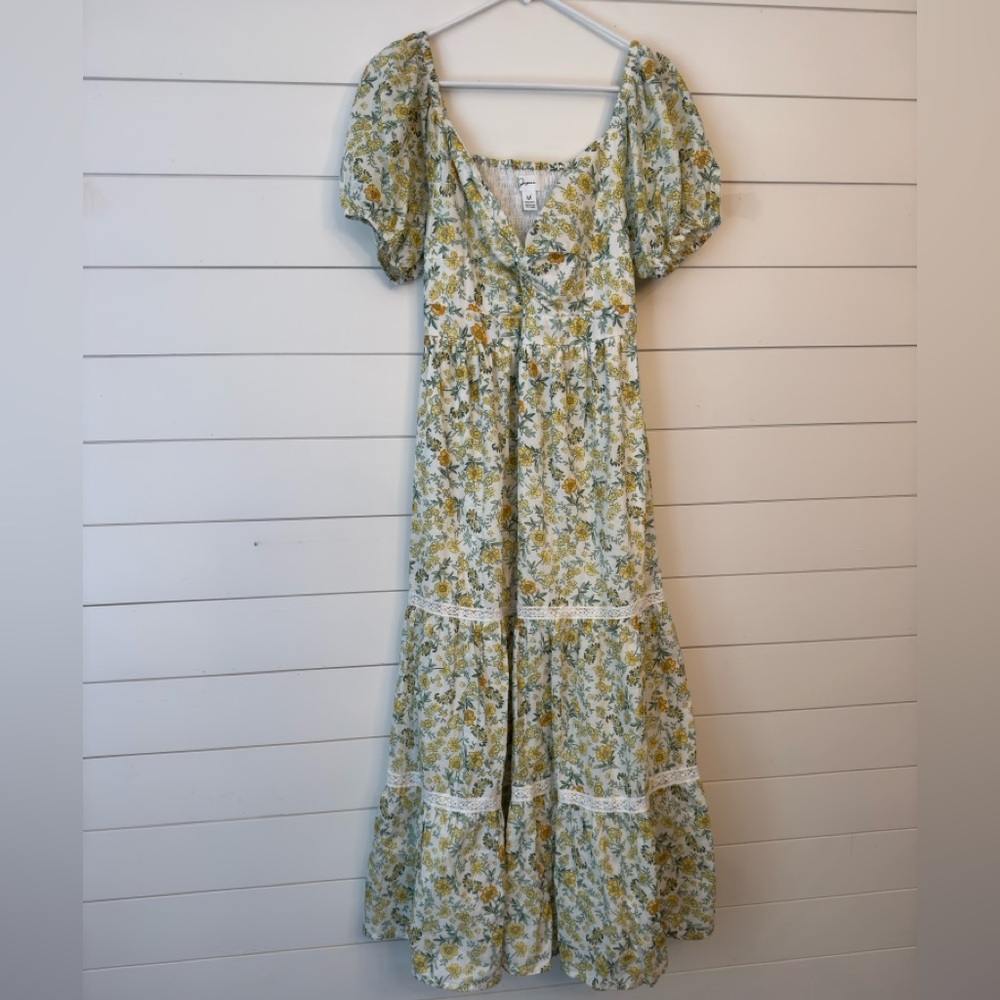 Green and White Flutter Sleeve Maxi Sundress